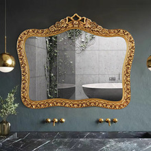 皇冠款浴室镜欧式复古雕花浴室镜子酒店壁挂装饰镜梳妆卫生间镜子