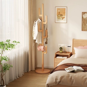 实木衣帽架卧室落地衣架室内家用挂衣杆房间简易挂衣架玄关挂包架