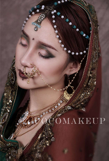 印度重工头纱旅拍民族风手工刺绣钉珠纱丽披纱围巾披肩聚会写真