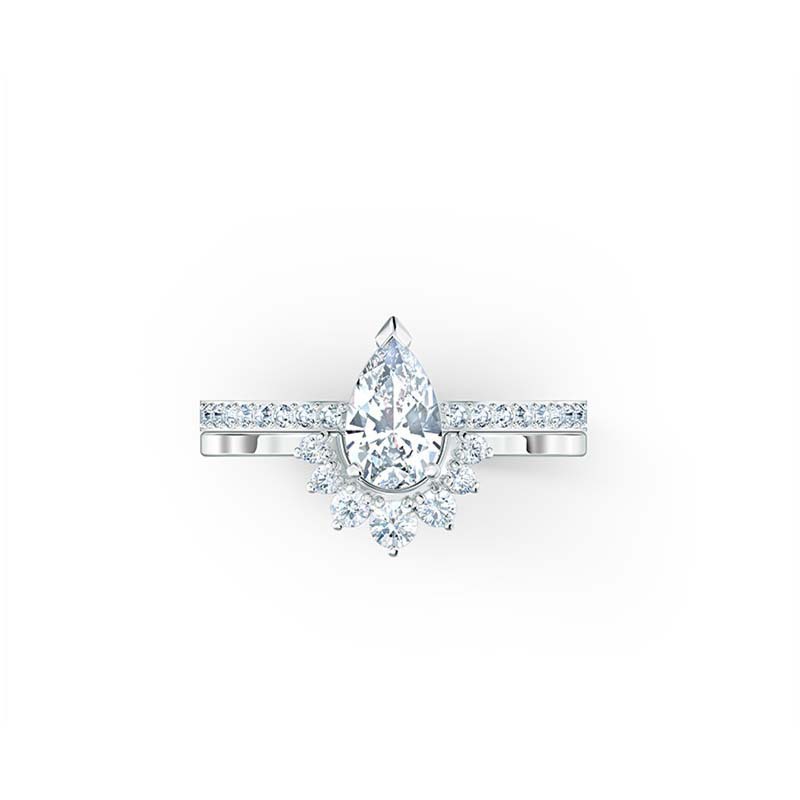 施华洛二合一水滴叠搭戒指女施华洛世奇元素皇冠造型指环一件代发