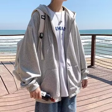 开衫卫衣男春秋款美式潮牌重磅夹克男生衣服连帽情侣上衣秋装外套