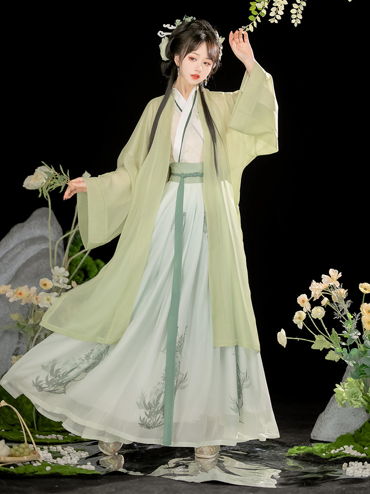 宋制汉服女中国风交领齐腰襦裙超仙气飘逸日常古装春夏款套装