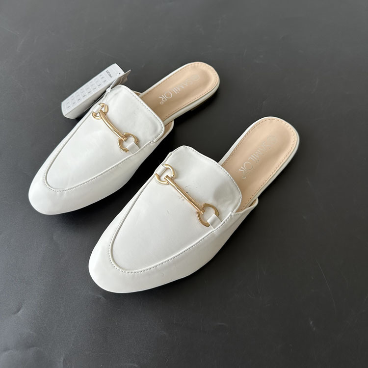 包头半拖鞋女外穿2024新款一字扣无后跟懒人鞋平底拖大码批发