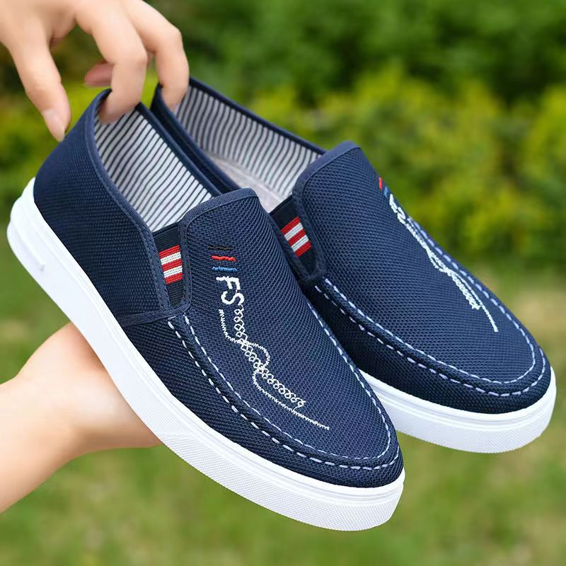 2023 New Old Beijing Cloth Shoes Daddy's Shoes for Middle-Aged and Elderly People Men's Slip-on Canvas Student Shoes Trendy Casual Shoes
