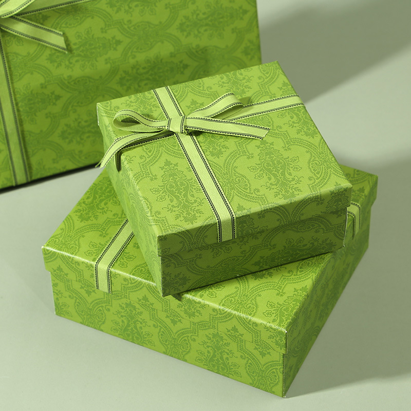 创意丝带绿色蝴蝶结礼品盒情人节精美香薰口红礼盒丝巾包装盒批发