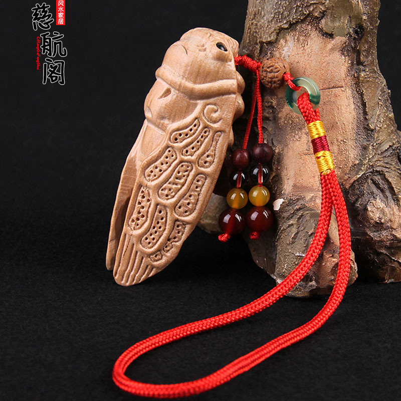 桃木金蝉手把件知了蝉木雕工艺品文玩包挂-阿里巴巴