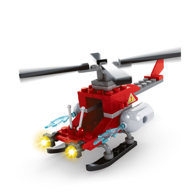 积木消防系列总局救援水上直升飞机拼装兼容乐高63颗粒1个公仔
