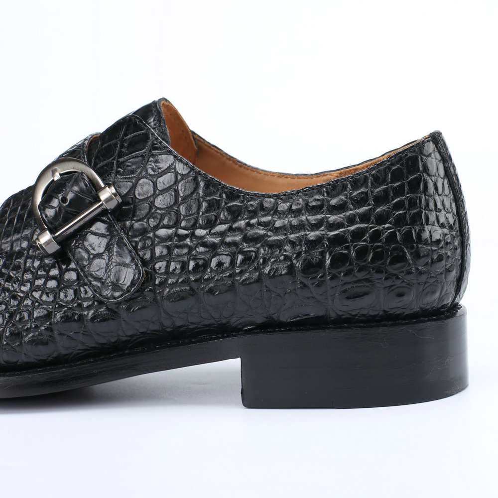 鳄鱼皮皮鞋男真皮大底鳄鱼肚皮鞋子固特异工艺男式商务休闲皮鞋男