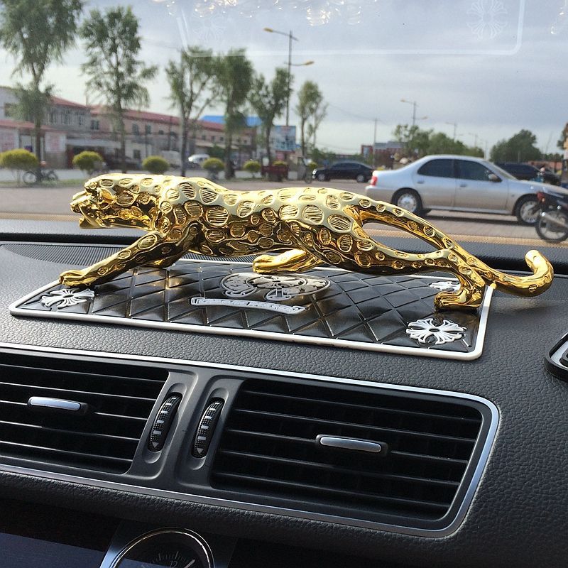 车内饰品霸气汽车摆件新款金钱豹镶钻豹子保平安招财摆件男士高档