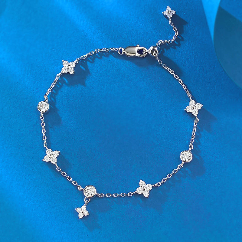 仙璨珠宝2024新款s925银流苏手链气质时尚百搭满钻款可调节做脚链