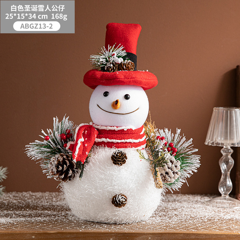Christmas Decorations White Foam Christmas Hat Scarf Bear Doll Christmas Tree Decorative Creative Ornaments Layout