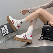 真皮阿甘鞋女2024新款韩版时尚运动休闲板鞋系带百搭小白鞋德训鞋