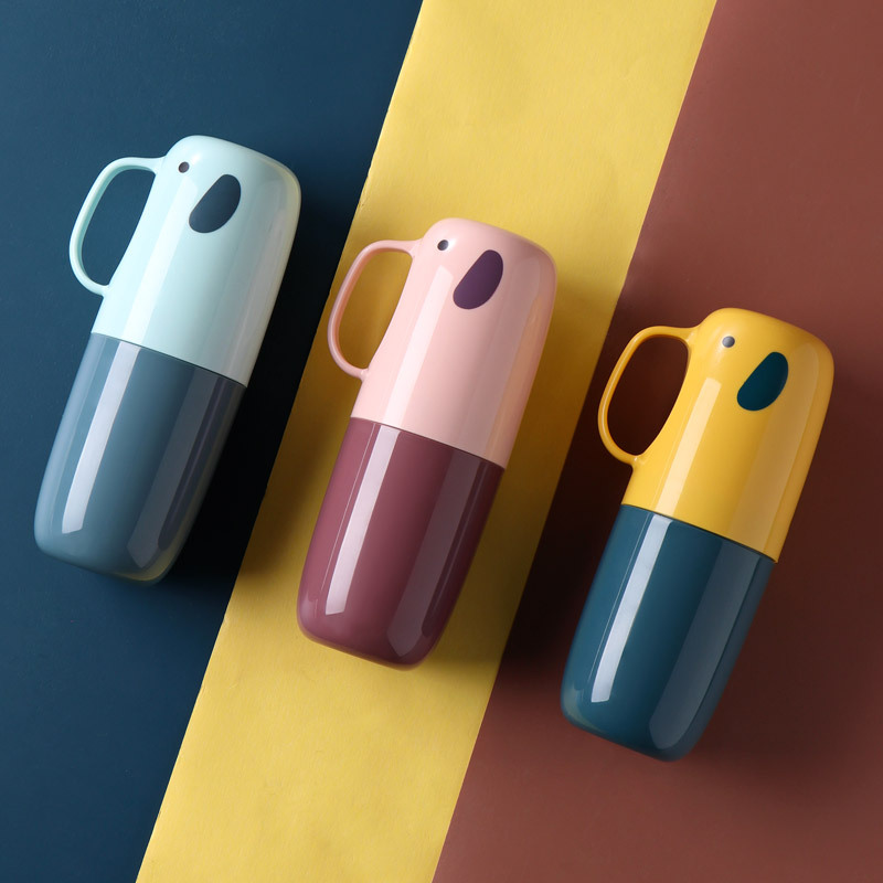 创意简约款旅行便携大象牙膏牙刷架 杯盖一体儿童学生宿舍牙具座