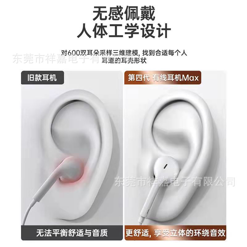 Wired Headset Suitable for Apple 4 Generation Headset Huawei Xiaomi Typec in-Ear Oppo Wired Headset