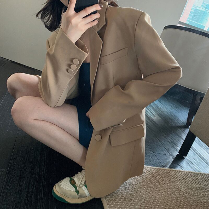 Khaki High-Grade Small Casual Suit Jacket 2022 Spring Autumn Short Elegant Business Suit Women's New Top