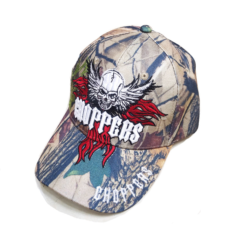 Cross-Border Embroidery Skull Baseball Cap Jungle Camouflage Hunting Tactical Cap Bull Head Outdoor Sun Hat Animal Peaked Cap