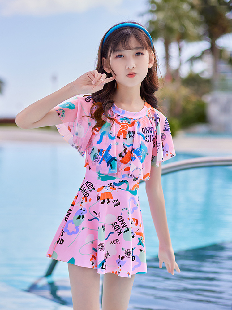 儿童游泳衣女童女孩夏2022年新款泳装中大童洋气宝宝连体公主裙