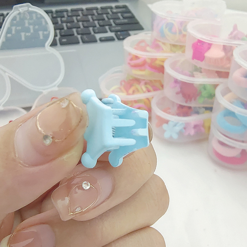 Heart-Shaped Cute Small Jaw Clip Children Disposable Rubber Bands Set Kindergarten Color Rubber Band Hair Accessories