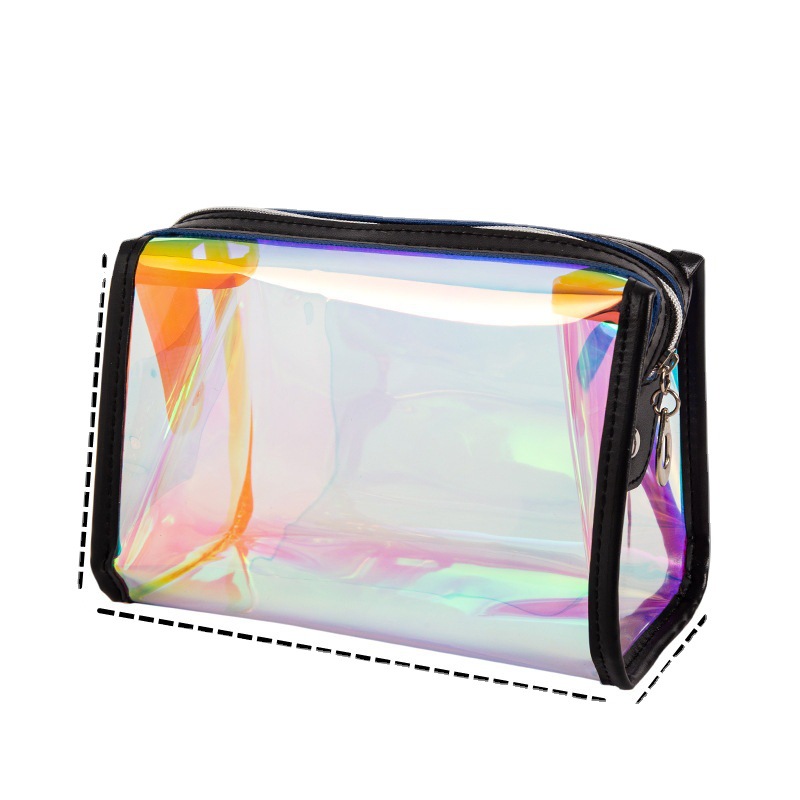 Wholesale Storage Wash Bag Trapezoidal TPU Cosmetic Bag Colorful Laser Cosmetic Bag Portable Clear Makeup Storage Bag