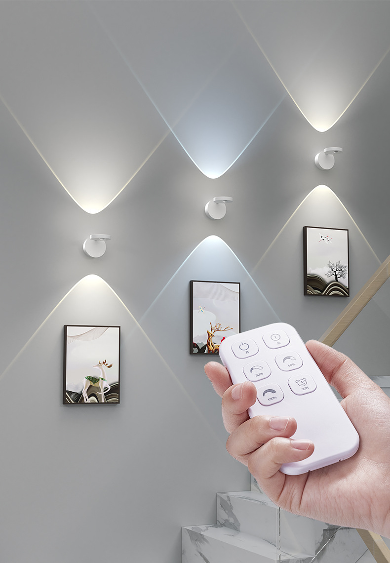 双面壁灯遥控充电射灯免布线插电led照片墙灯免安装壁画灯广告