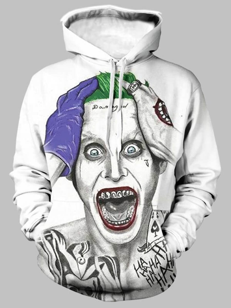 2021冬季新款鬼魅脸数码印花情侣装时尚街潮oversize宽松卫衣外贸