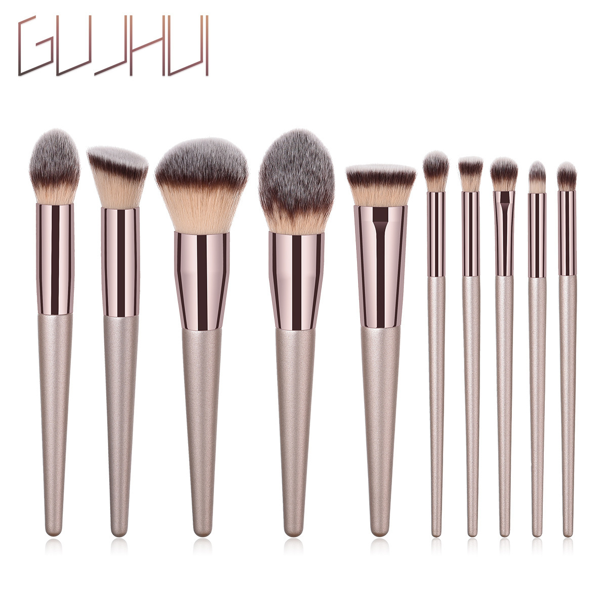 10 Champagne Gold Makeup Brushes 4 Single 14 18 22