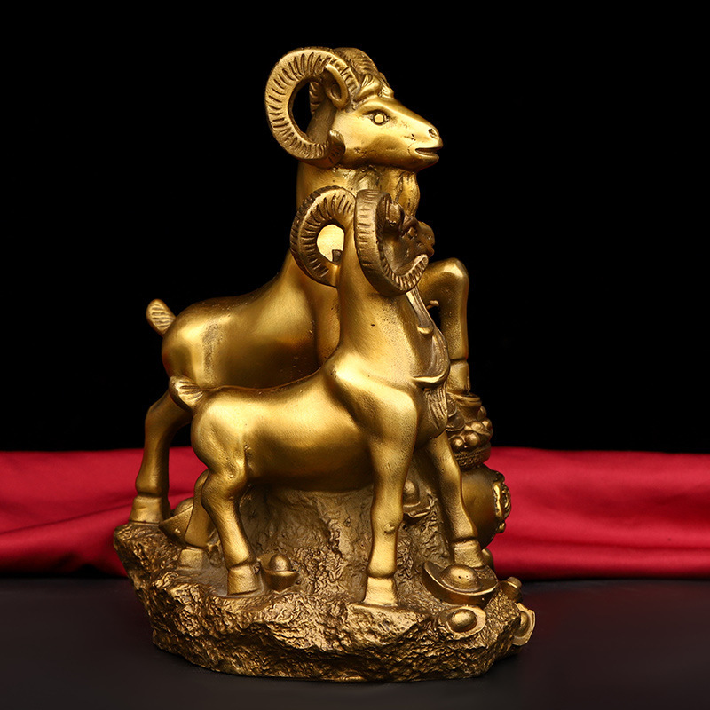 铜聚宝盆三羊开泰羊摆件三阳开泰工艺礼品铜羊家居摆设办公室摆件