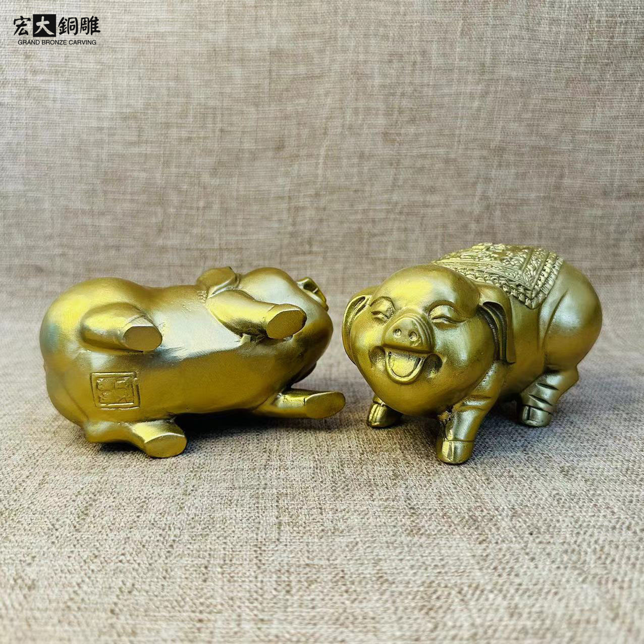 批发铜猪摆件黄铜存钱罐猪客厅玄关酒柜乔迁新居装饰工艺品猪