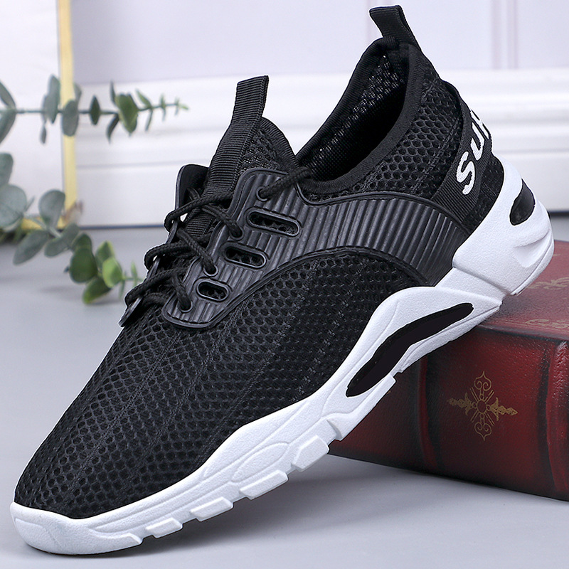 Factory Direct Sales Summer Men's Mesh Cloth Shoes Lace up Breathable Mesh Style for Sports Pumps Thin Light Running Shoes