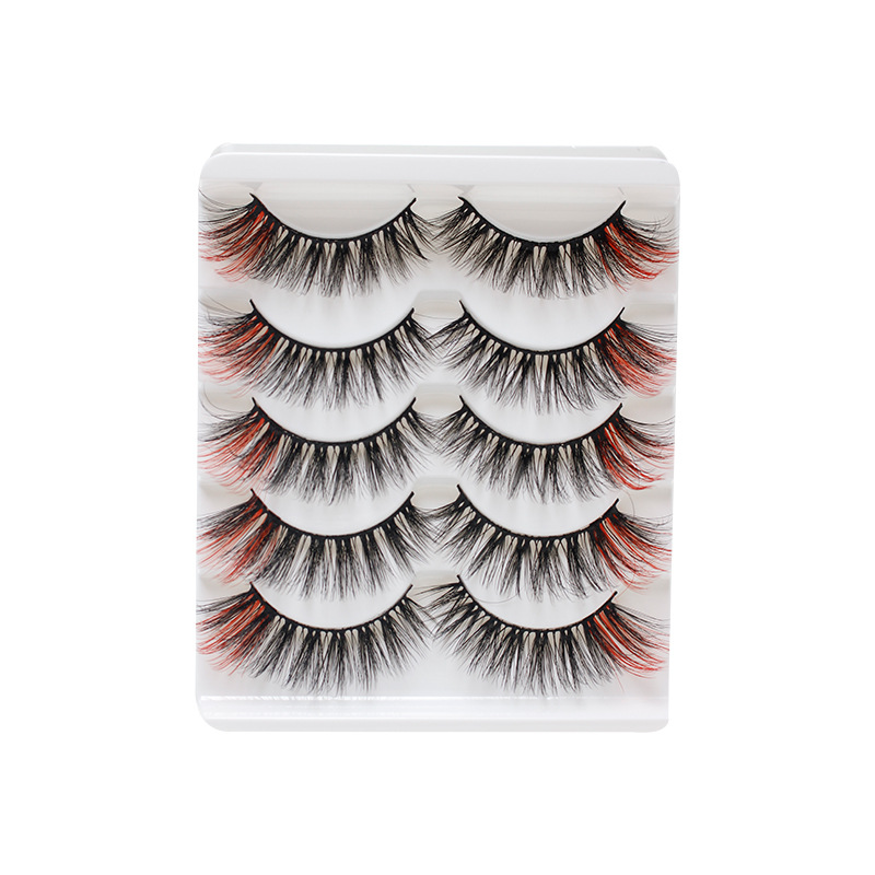 Dingsen Cross-Border Source Factory 5 Pairs 5D Color False Eyelashes Suit Three-Dimensional Curling All-Match Mixed Eyelash