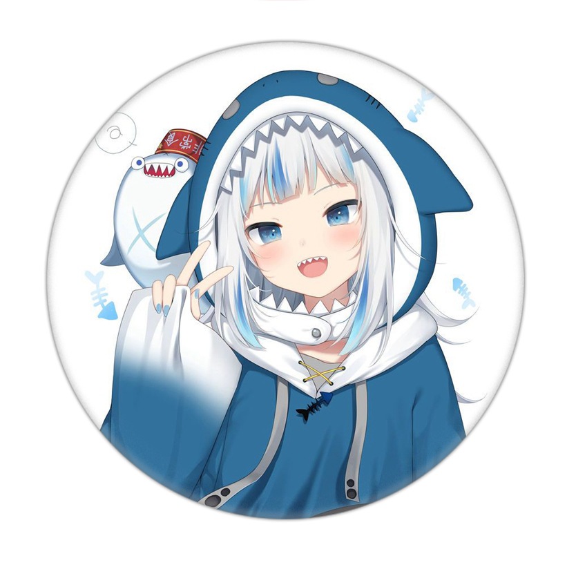 噶鸣古拉徽章 马口铁圆形胸针 萌娘鲨鱼背包挂件 噶39-57