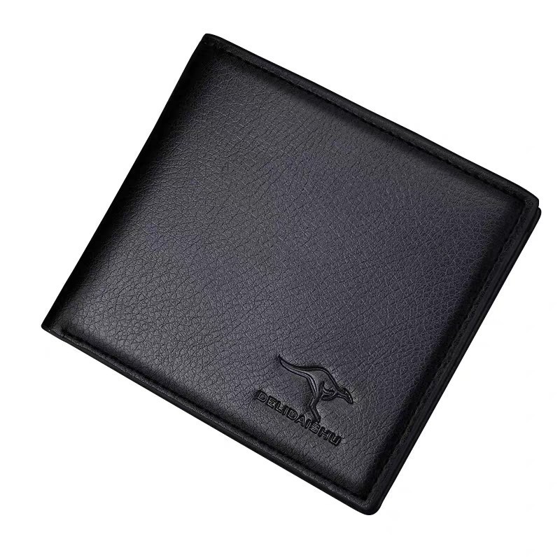 袋鼠钱包男短款超薄拉链横款商务休闲软皮钱夹折叠皮夹礼物赠品