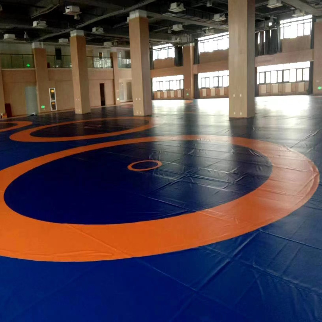 比赛型摔跤垫子盖单三色热合标准盖布pvc罩布擂台布保护垫盖布