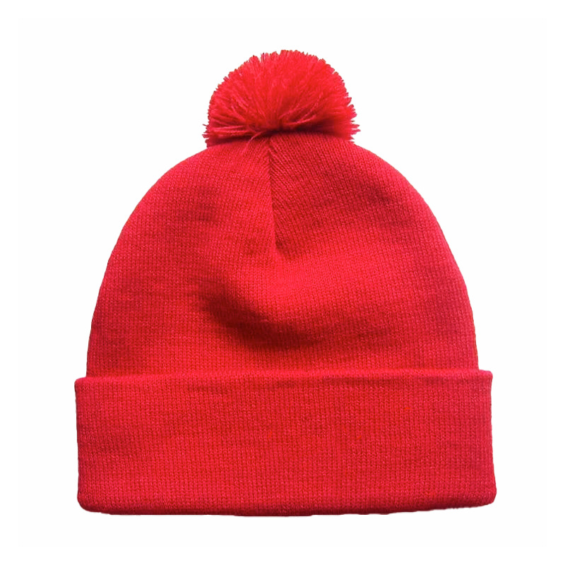 Red Pom-Poms Hat in Stock Christmas Hat Red Pom-Poms Fur Ball Knitted Hat Female Halloween Color Matching Woolen Cap Urine Hat