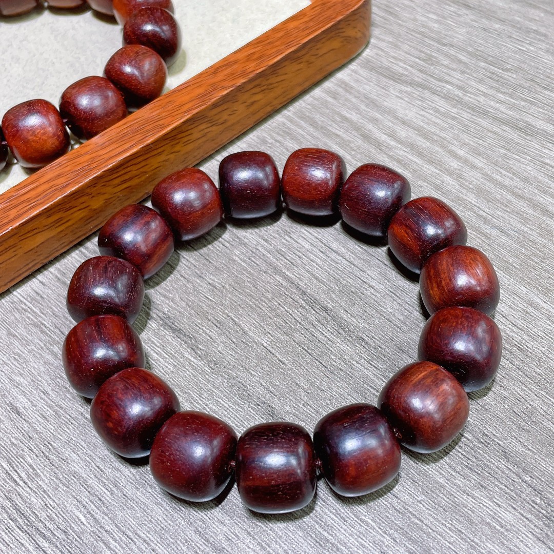 新品 紫檀老型单圈手串男女士款檀香木质佛念珠手链盘diy文玩
