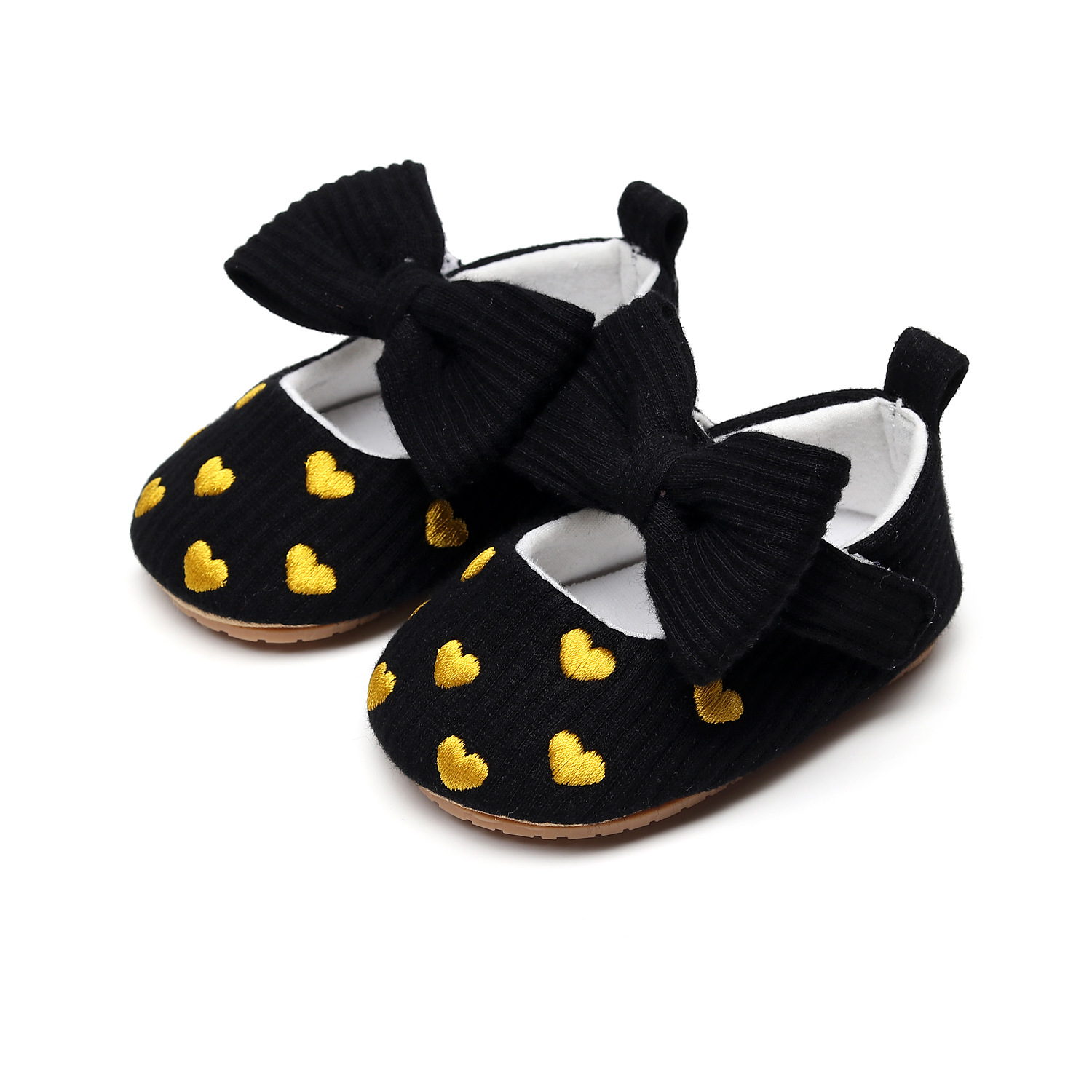 baby shoe Autumn New Embroidered Peach Heart Bow Princess Single Shoes Girls' Shoes Baby Baby Non-Slip Toddler Shoes Wholesale