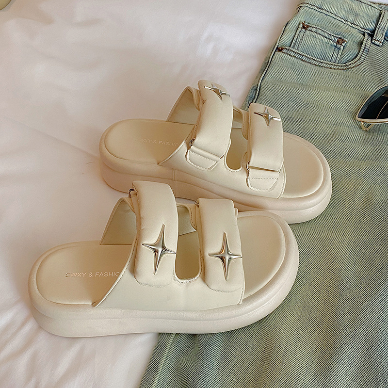 厚底凉拖鞋女夏外穿2024新款网红增高一字拖爆款海边度假沙滩凉鞋