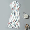 2021 summer new pattern Bag sleeve Split ends Self cultivation Cheongsam skirt Chiffon printing Embroidery Improved edition Dress 2021 summer new pattern Bag sleeve Split ends Self cultivation Cheongsam skirt Chiffon printing Embroidery Improved edition Dress