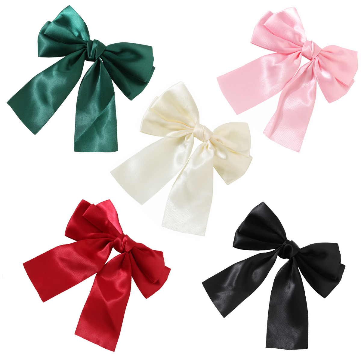 Cross-Border Sweet Double-Layer Bow Barrettes Women's All-Match Korean Satin Bow Hair Clip Duckbilled Hair Accessories