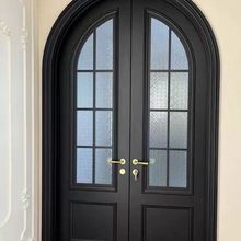 双开黑色法式复古奶油风拱形门弧形门实木门圆弧烤漆室内门卧室门