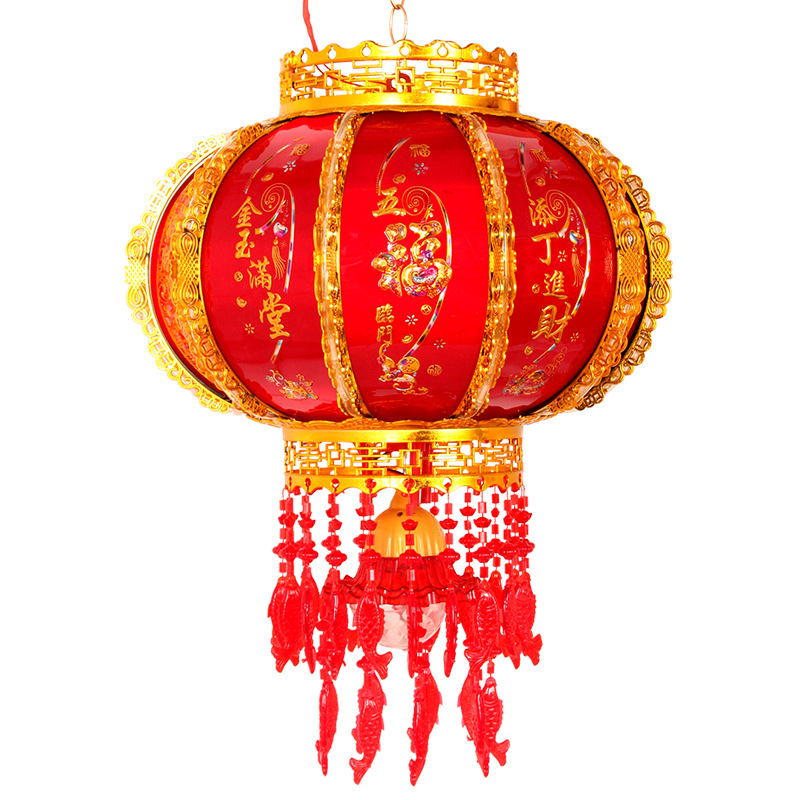 Colorful Led Electric Rotating Revolving Scenic Lantern New Year Lantern Balcony New Year Stall Spring Festival Red Lantern Wholesale