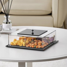 亚克力果盘家用客厅干果盘零食盒密封收纳盒有盖水果方形糖果盒