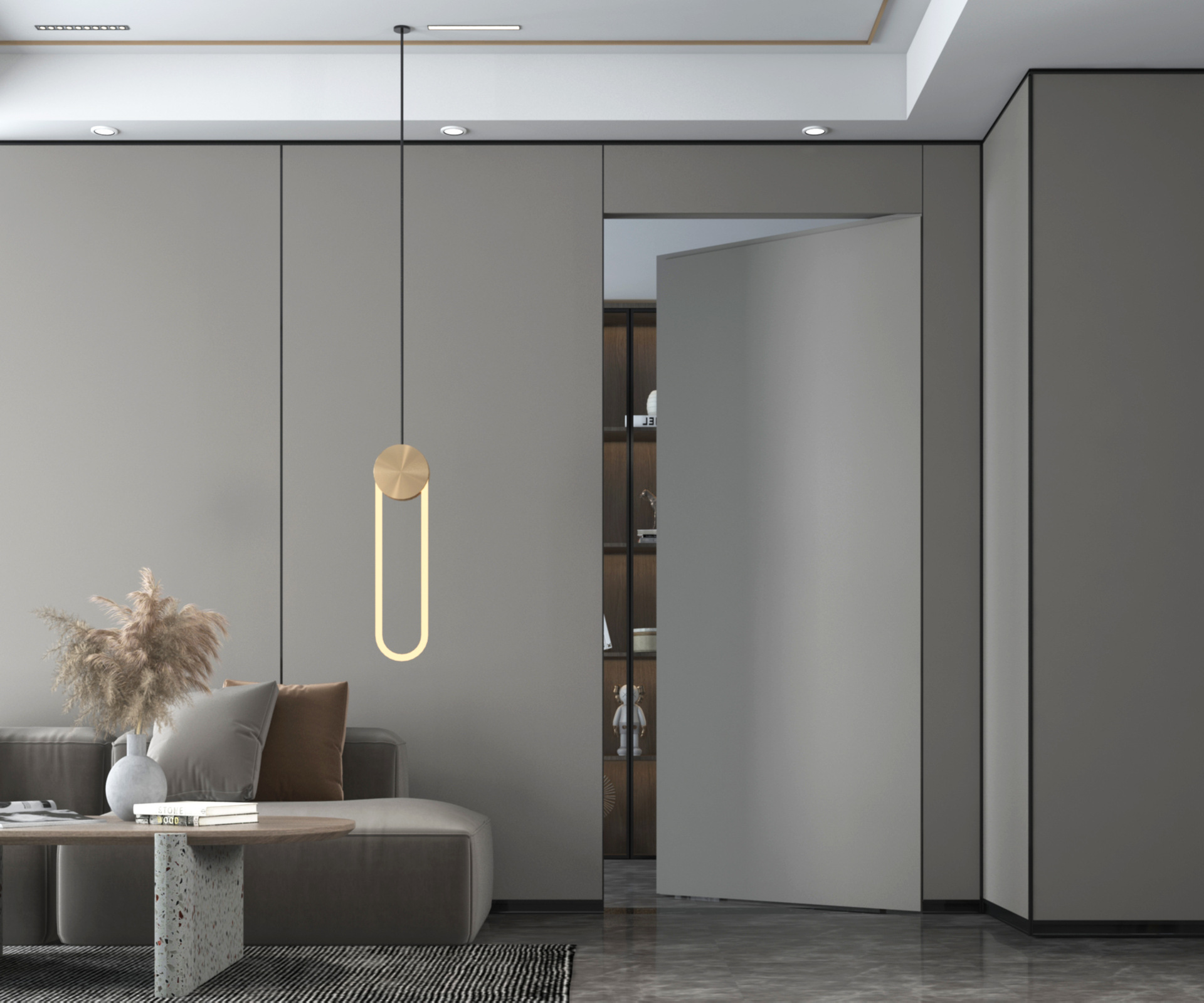 隐形门极简窄边无框门室内门卧室门可刷漆铝木门房间隐框暗门