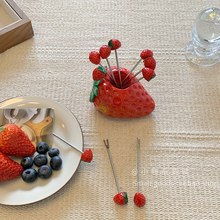 水果叉不锈钢草莓造型家用客厅儿童可爱水果签蛋糕零食小叉子