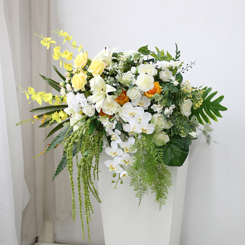 演讲台挂花会议布置商务仿真桌花庆典开业发布会发言台遮挡装饰花