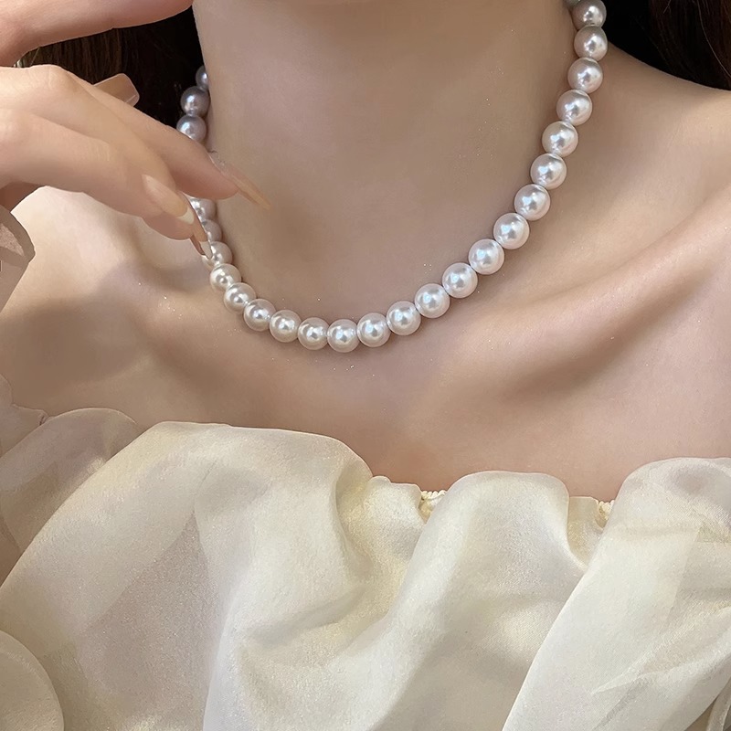 Shijia Light Luxury Minority Pearl Necklace Ornament Women's All-Matching Graceful High-Grade Non-Fading Vintage Clavicle Chain Wholesale