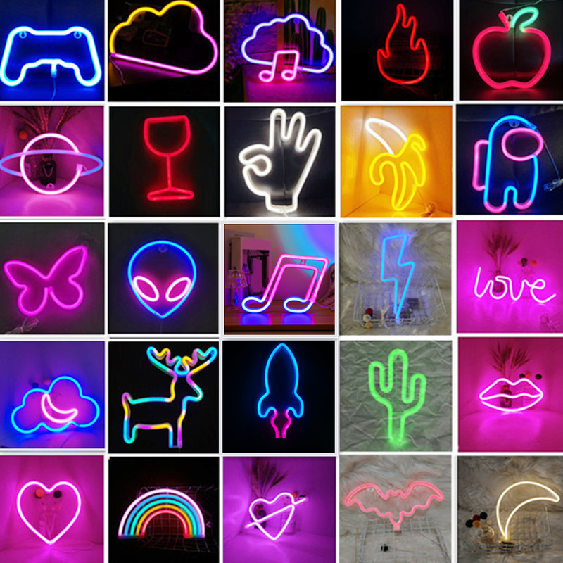 LED霓虹灯 跨境新款 我们之间 外星人香蕉音符造型灯网红装饰灯