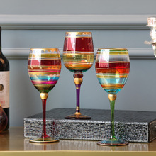 彩绘无铅玻璃杯红酒杯个性葡萄酒杯装饰高脚杯创意家用欧式酒吧用