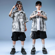 街舞儿童潮服国风水墨画演出服男童套装hiphop女童国潮六一表演服