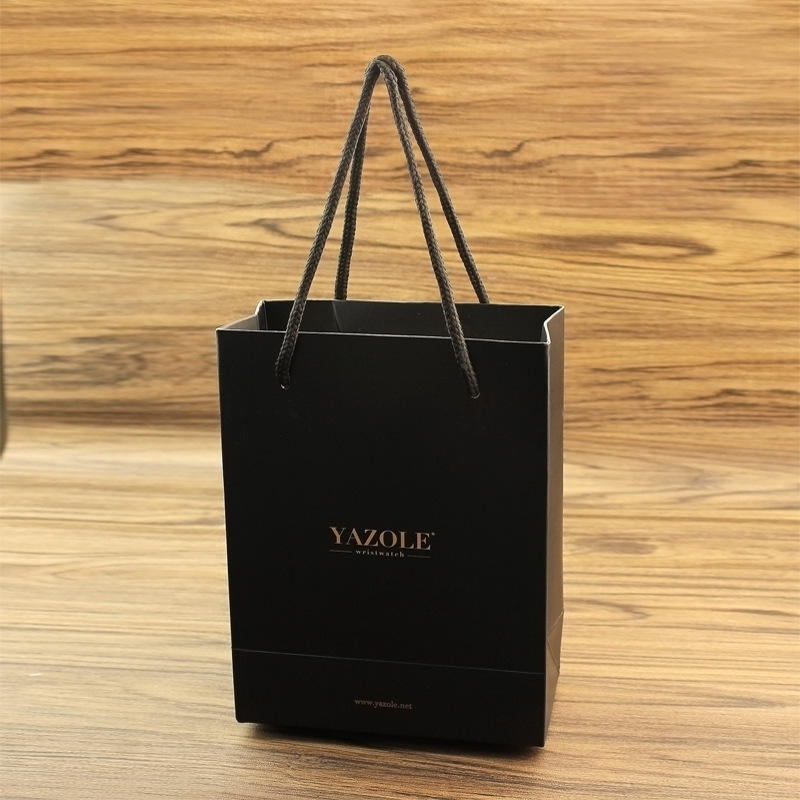 厂家批发黑卡纸购物袋小礼品袋广告包装袋手提纸袋男女手表礼品袋